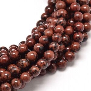 6MM Mahogany Obsidian Beads-ONE Gemstone Bead Strand-Jewelry Making Crafts NWT